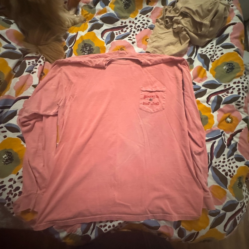 Birdwell Pink Long Sleeve Pocket Tee with Red Logo - Picture 3 of 7